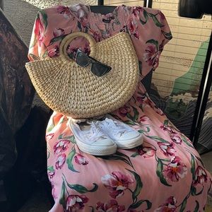 Boohoo Pink Floral Ruffled Maxi Dress Size 18 NWT